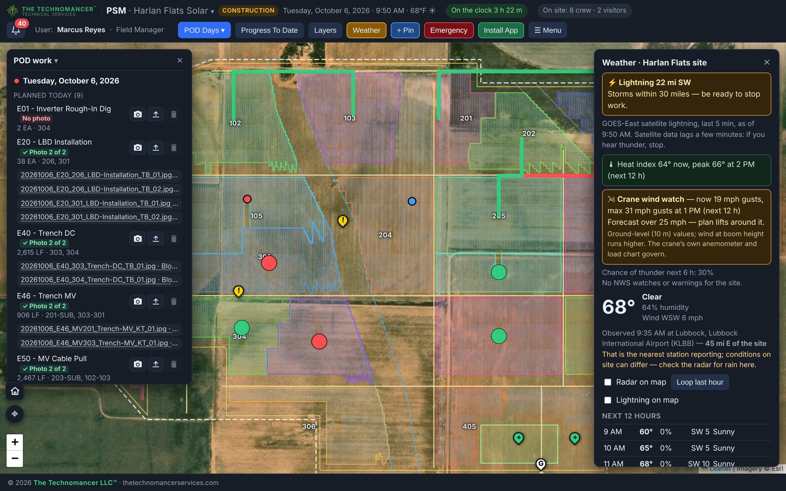 PSM Weather panel with lightning watch, crane wind watch and forecast